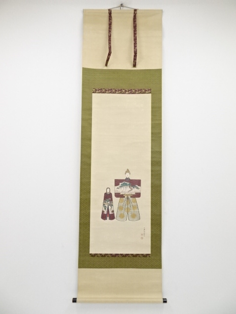 JAPANESE HANGING SCROLL / HAND PAINTED / HINA DOLL